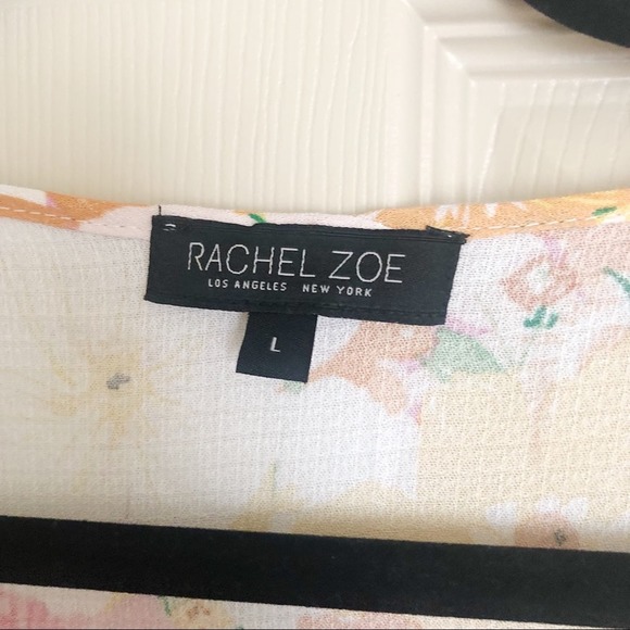 Rachel Zoe Floral Bell Sleeve Babydoll Blouse Flowy Flowers Size Large L - Picture 8 of 8